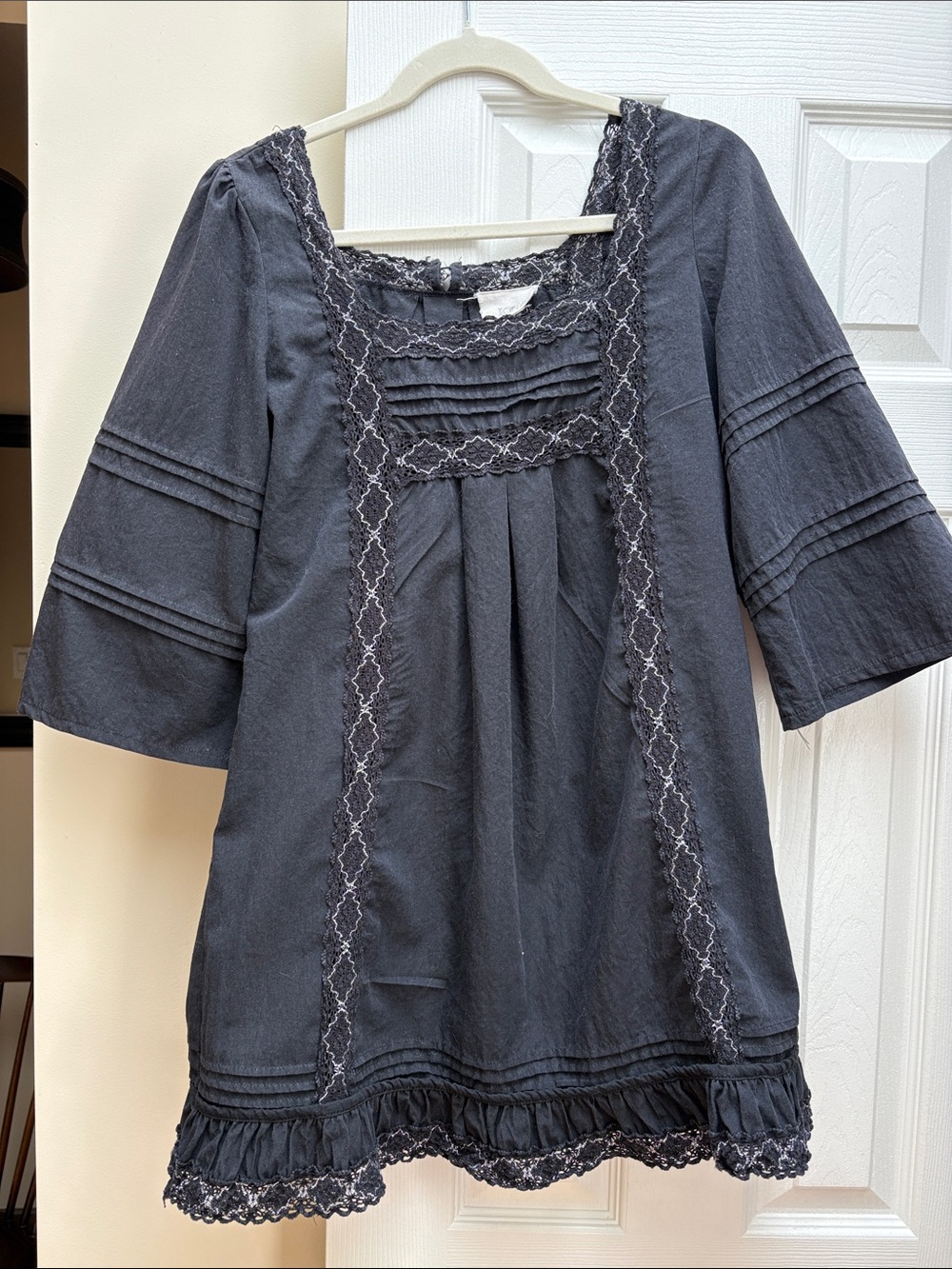 Cielo dress tunic juniors Large black lace silver thread boho